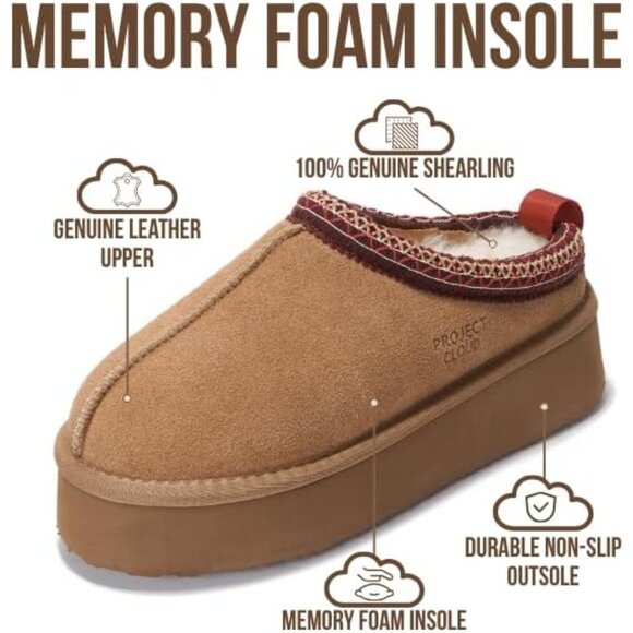 ๐Women Project Cloud Chestnut Leather Soft Memory Foam Cozy Supportive Slipper - Picture 3 of 7